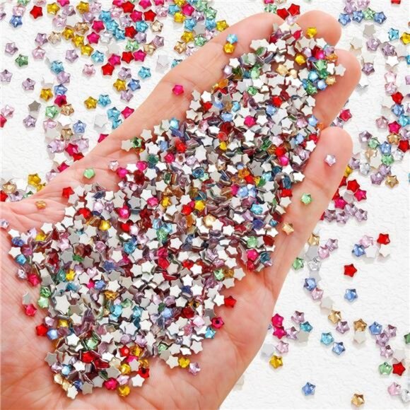 300Pcs Colorful Stars Rhinestones for Nails 3D Clear Resin Shiny Five Pointed - Picture 1 of 7